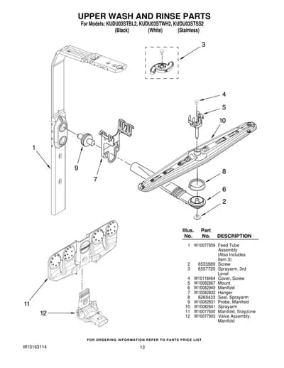 UPPER WASH AND RINSE PARTS