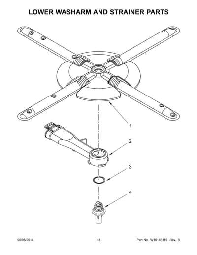 LOWER WASHARM AND STRAINER PARTS