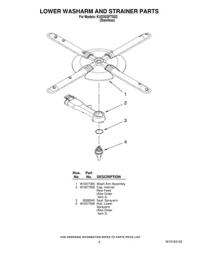 LOWER WASHARM AND STRAINER PARTS