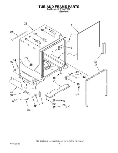 TUB AND FRAME PARTS