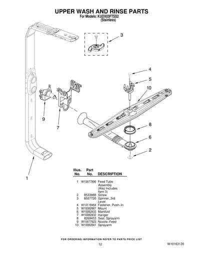 UPPER WASH AND RINSE PARTS