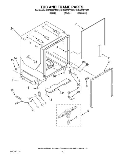 TUB AND FRAME PARTS