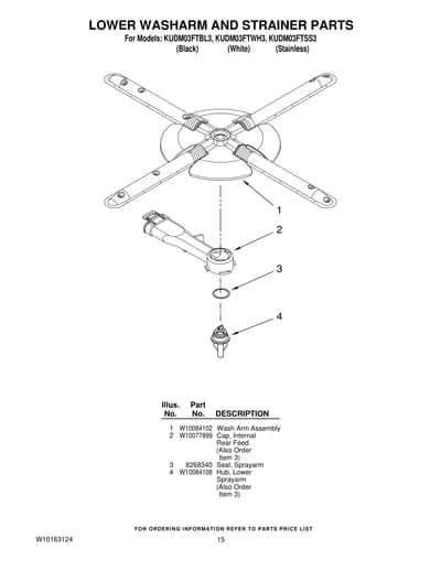 LOWER WASHARM AND STRAINER PARTS