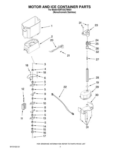 MOTOR AND ICE CONTAINER PARTS