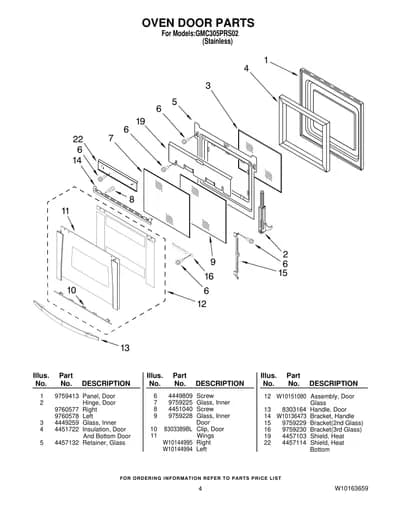 OVEN DOOR PARTS