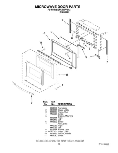 MICROWAVE DOOR PARTS