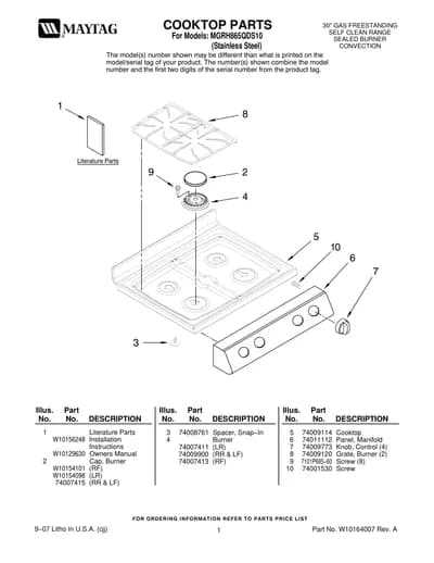 COOKTOP PARTS