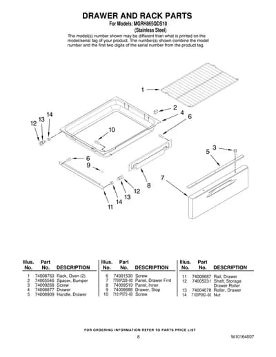DRAWER AND RACK PARTS