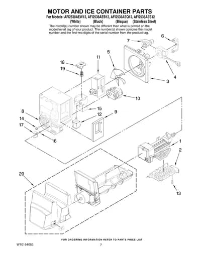 MOTOR AND ICE CONTAINER PARTS