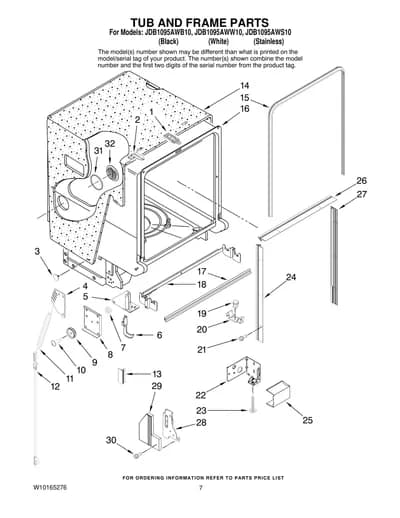 TUB AND FRAME PARTS
