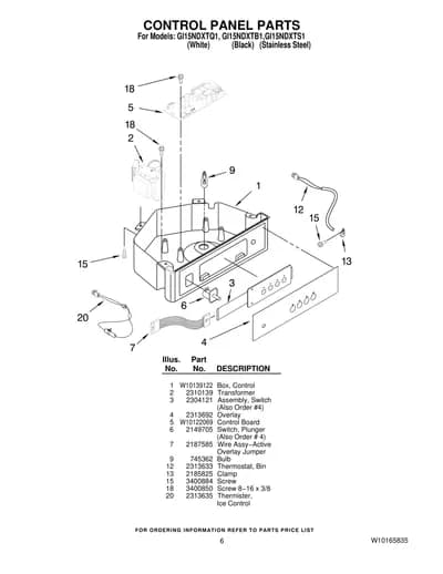 CONTROL PANEL PARTS