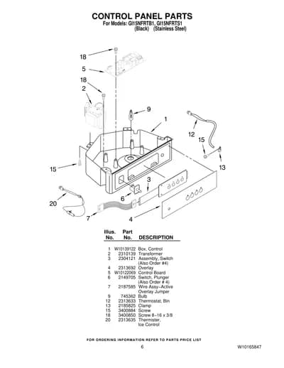 CONTROL PANEL PARTS