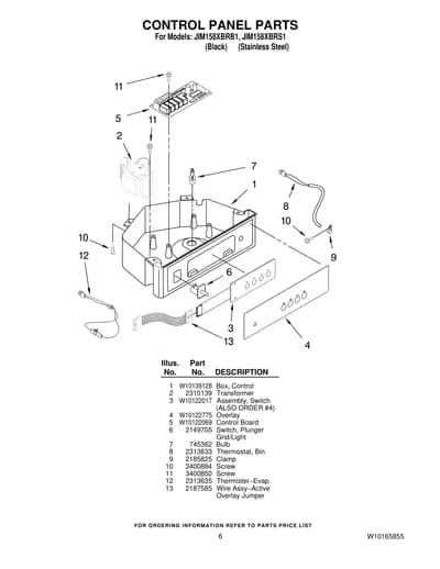 CONTROL PANEL PARTS