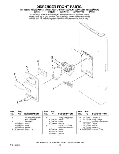 DISPENSER FRONT PARTS