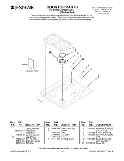 COOKTOP PARTS