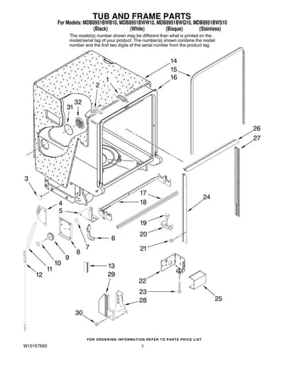 TUB AND FRAME PARTS