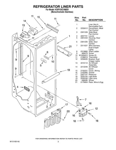 REFRIGERATOR LINER PARTS