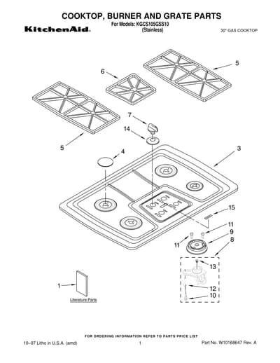 COOKTOP, BURNER AND GRATE PARTS