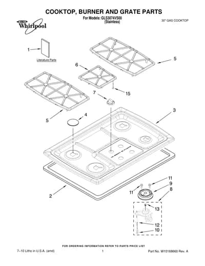 COOKTOP, BURNER AND GRATE PARTS