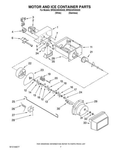 MOTOR AND ICE CONTAINER PARTS