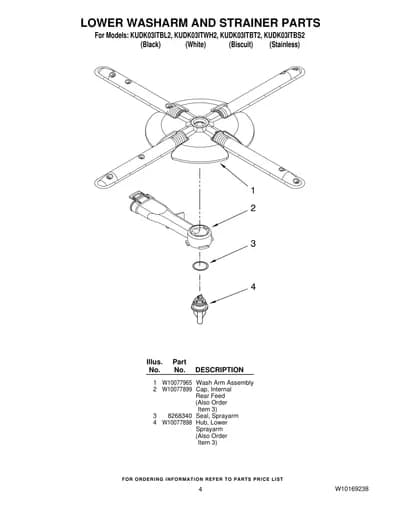 LOWER WASHARM AND STRAINER PARTS