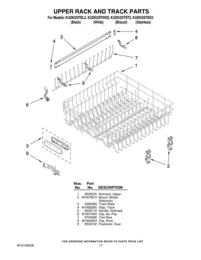 UPPER RACK AND TRACK PARTS