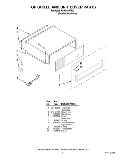 TOP GRILLE AND UNIT COVER PARTS