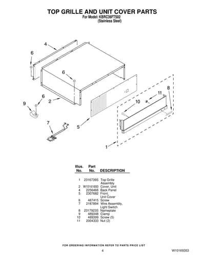 TOP GRILLE AND UNIT COVER PARTS