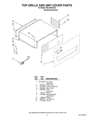 TOP GRILLE AND UNIT COVER PARTS