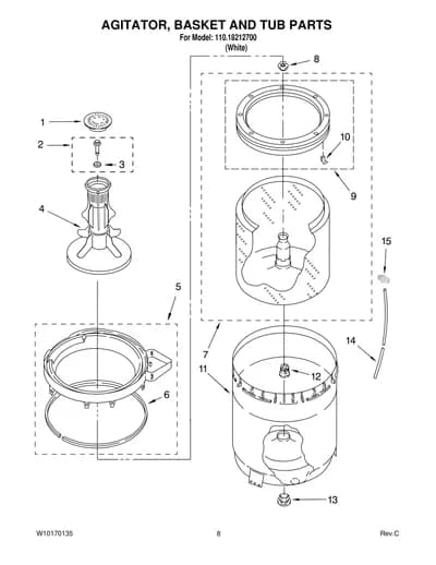 AGITATOR, BASKET AND TUB PARTS