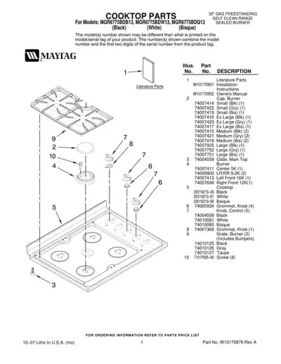 COOKTOP PARTS