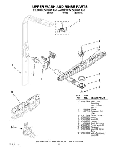 UPPER WASH AND RINSE PARTS