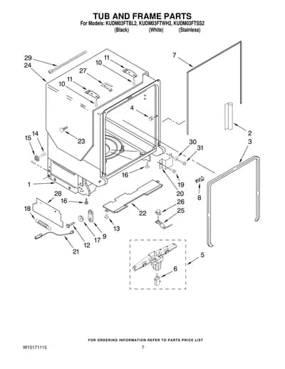 TUB AND FRAME PARTS