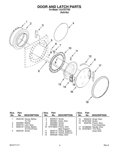 DOOR AND LATCH PARTS