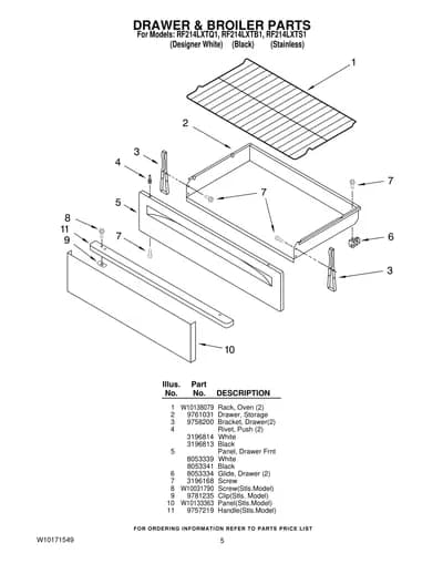 DRAWER & BROILER PARTS