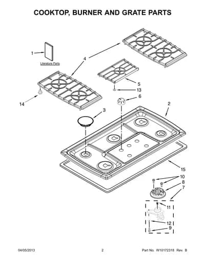 COOKTOP, BURNER AND GRATE PARTS