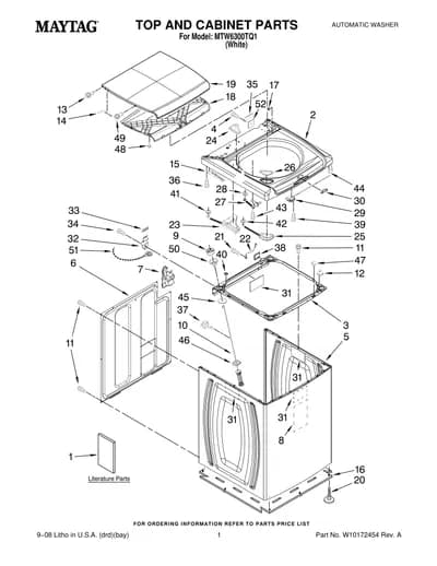 TOP AND CABINET PARTS