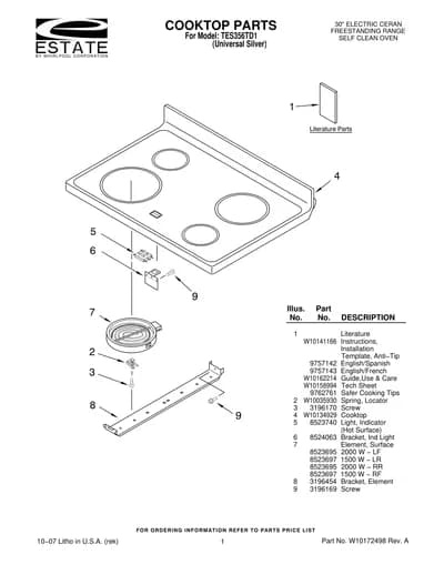 COOKTOP PARTS