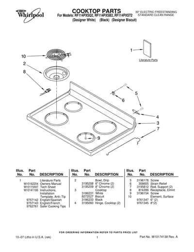 COOKTOP PARTS