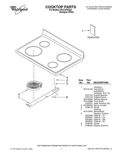 COOKTOP PARTS