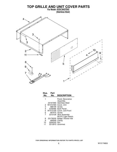TOP GRILLE AND UNIT COVER PARTS