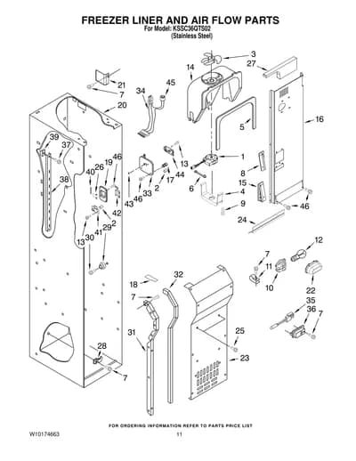 FREEZER LINER AND AIR FLOW PARTS