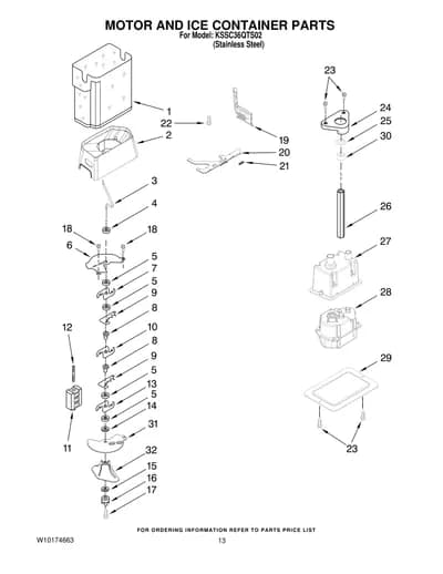 MOTOR AND ICE CONTAINER PARTS