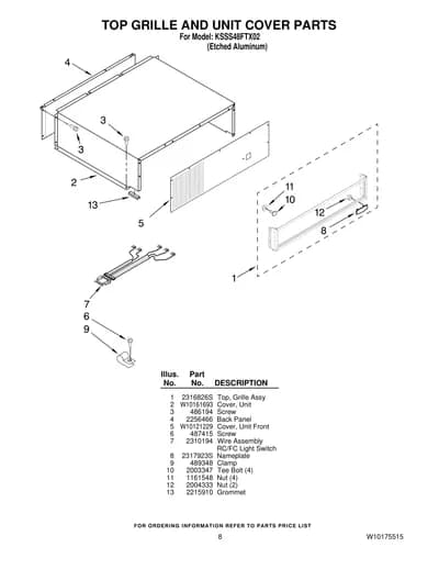 TOP GRILLE AND UNIT COVER PARTS