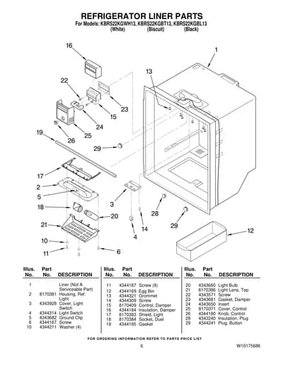 REFRIGERATOR LINER PARTS