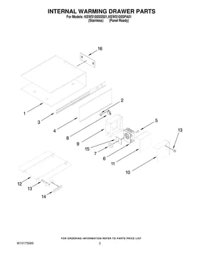 INTERNAL WARMING DRAWER PARTS