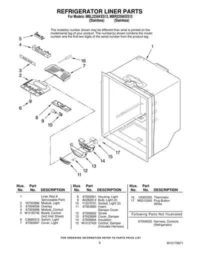 REFRIGERATOR LINER PARTS