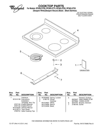 COOKTOP PARTS