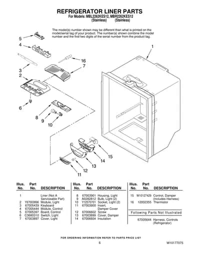 REFRIGERATOR LINER PARTS