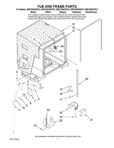 TUB AND FRAME PARTS